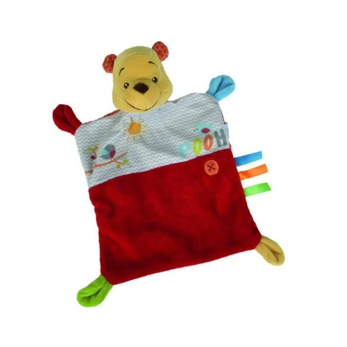 DISNEY Winnie L'Ourson Doudou Carré Rouge et Blanc