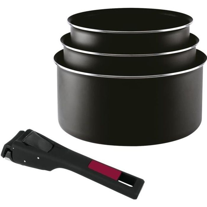 SITRAM 3 pièces de casseroles Agile - Aluminium anti-adhésif - Ø 16 / 18 / 20 cm - Tous feux dont induction - Noir