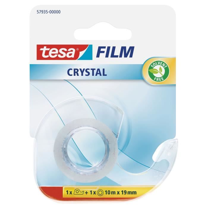 TESA Ruban adhésif Film Crystal - 10mm x 19mm + 1 Dérouleur