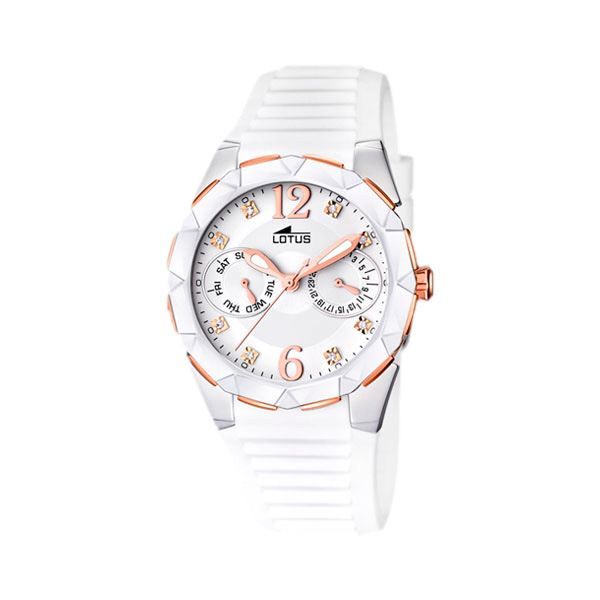 Montre Lotus pour Femme de style Classique avec bracelet en Caoutchouc