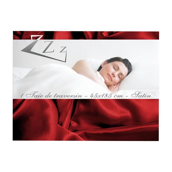 TAIE DE TRAVERSIN 45x185 cm SATIN ROUGE   Achat / Vente TAIE D