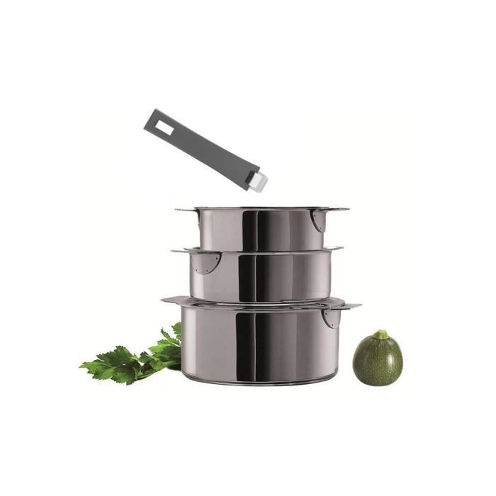 Cristel Série de 3 Casseroles 16/18/20 cm Inox Ligne classique Mutine