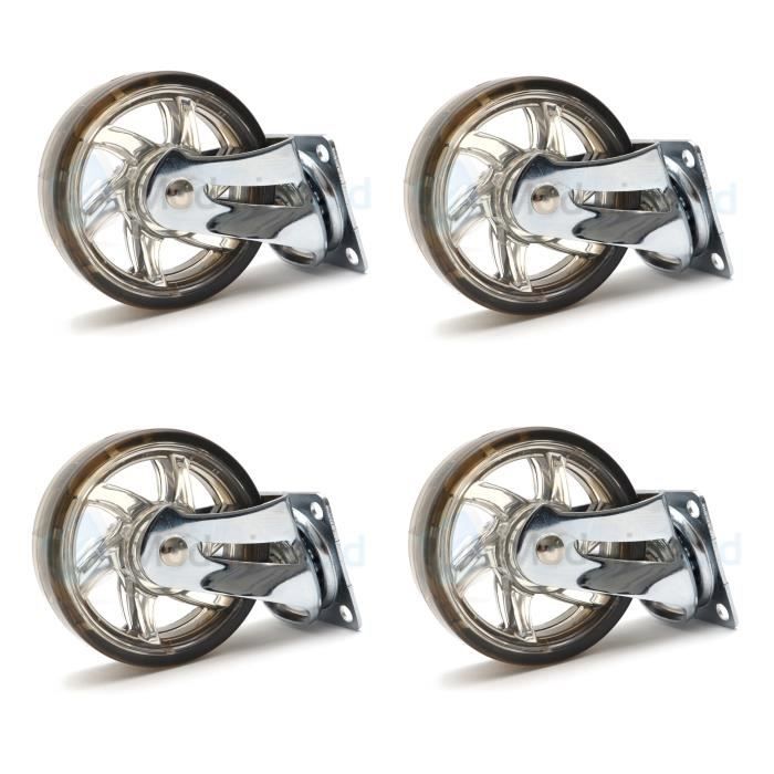 4x roulettes pivotantes 75mm en caoutchouc marron castor roues pour