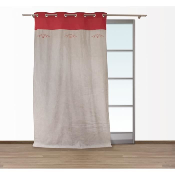 SOLEIL D\'OCRE Rideau à œillets Annecy 140x250 cm taupe et rouge ... SOLEIL D\'OCRE Rideau à œillets Annecy 140x250 cm taupe et rouge ...