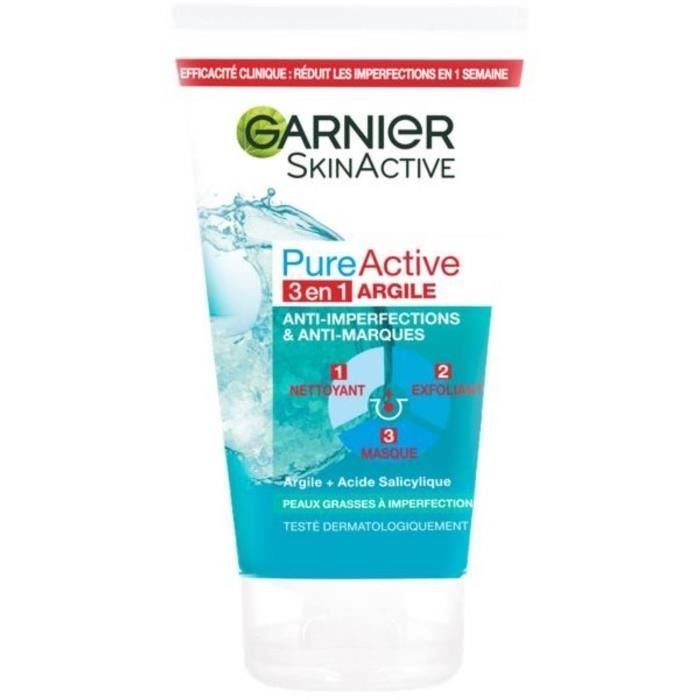 GARNIER-Pure Active 3 En 1 Nettoyant Exfoliant Masque - 150 Ml