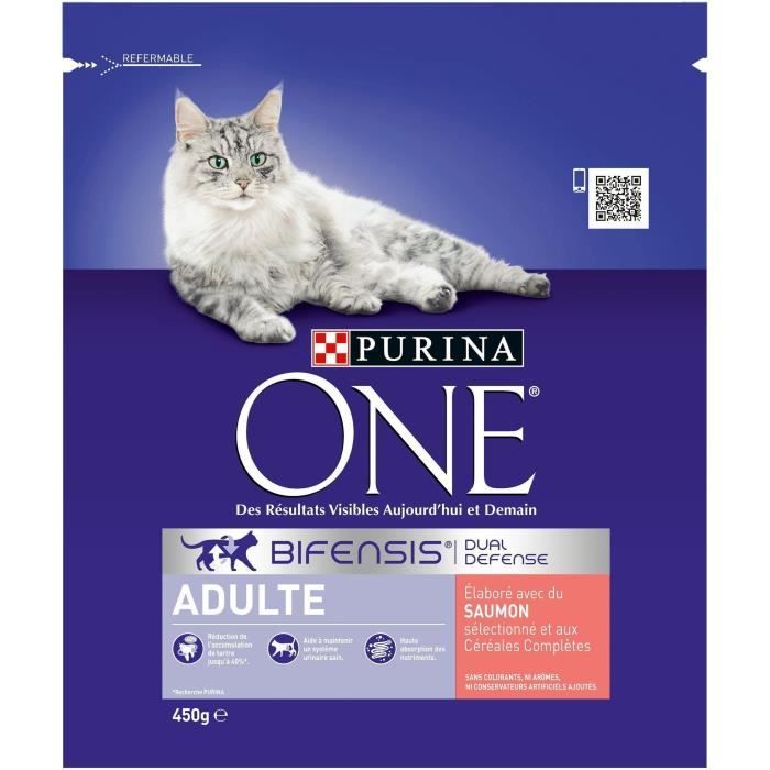 Croquettes pour chat Adulte saumon Purina - le sac de 450 g