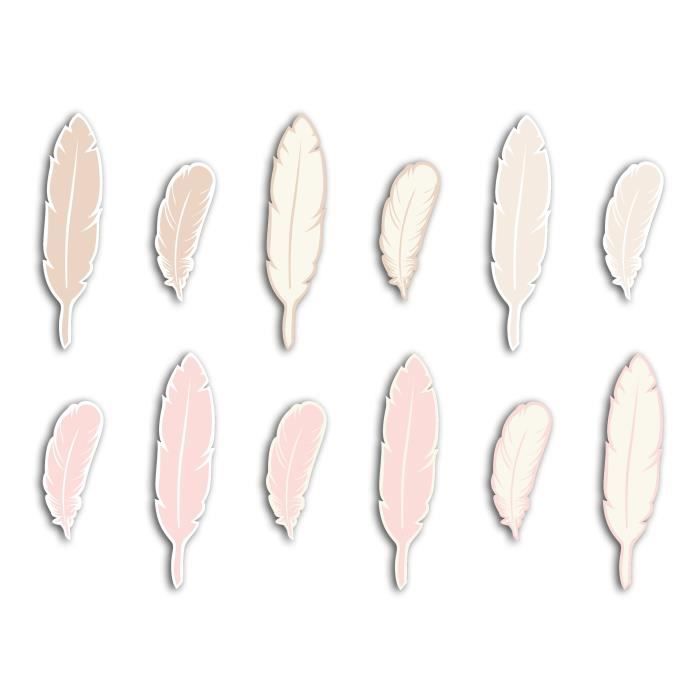 TOGA Pack de 60 Formes découpées Plumes - Beige et rose