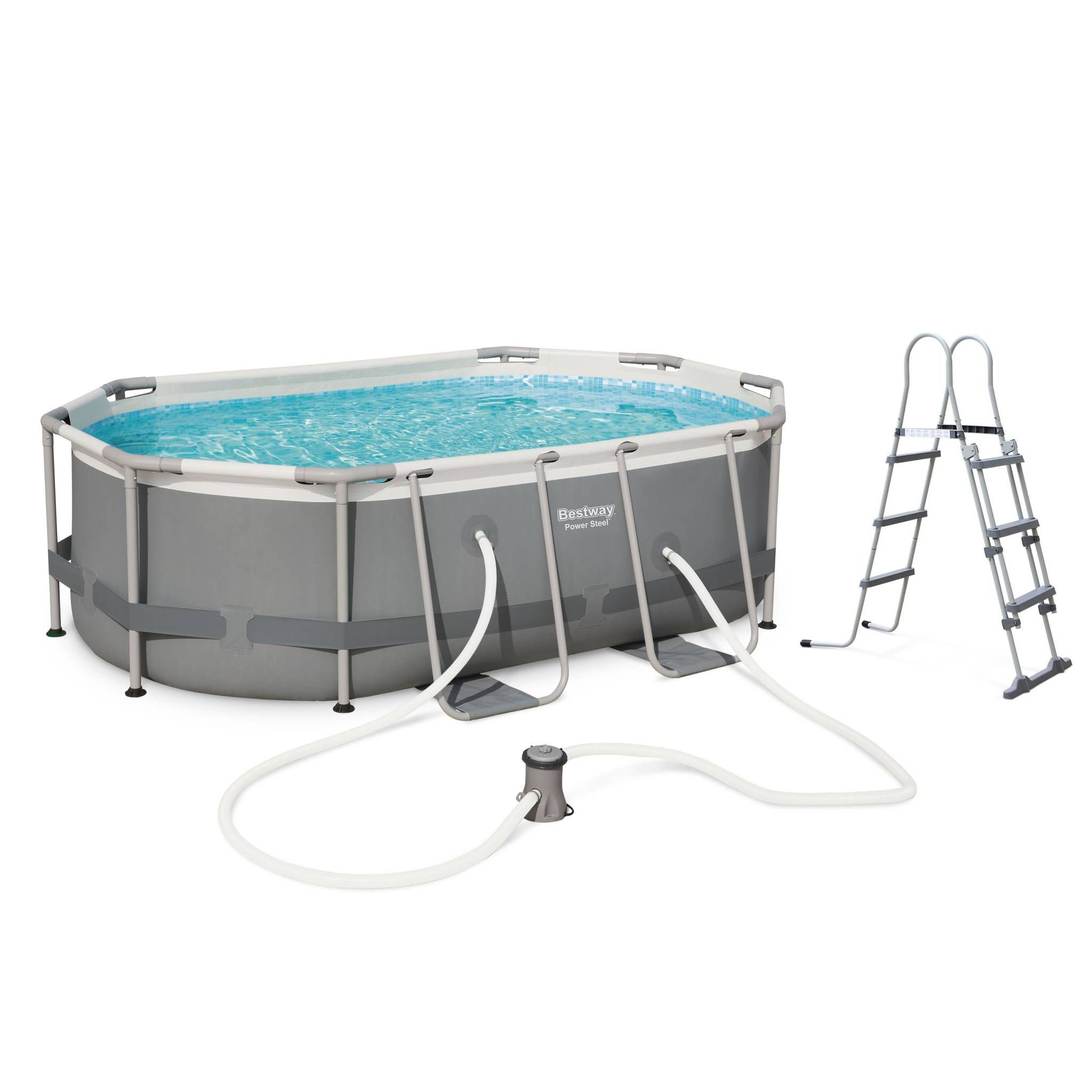 Piscine Ovale Tubulaire 3 X 2 M Bestway Quartz 6 M² Grise Avec