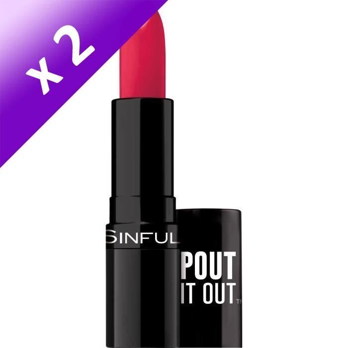 Produit shopeco.fr : Lot De 2 - SINFUL Rouge à lèvres Stick Pout It Out n°010 Wldbry - 4,2 g