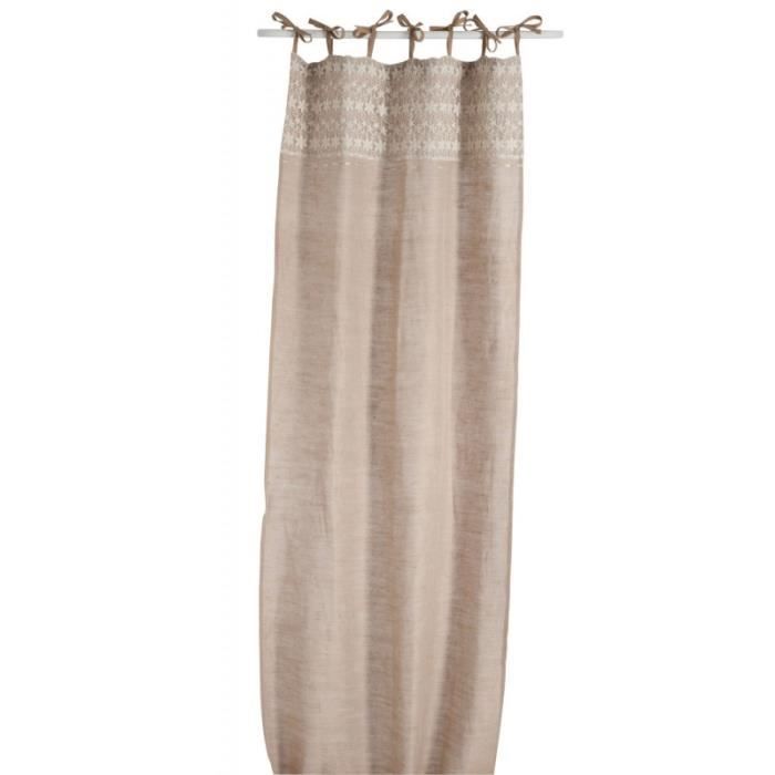 Rideau dentelle coton/jute blanc/beige 105x290cm Taupe - Achat ... Rideau dentelle coton/jute blanc/beige 105x290cm Taupe - Achat ...