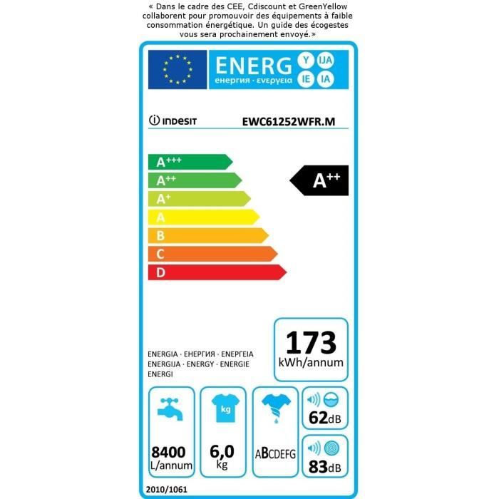  EWC61252WFR - Lave linge frontal - 6 kg - 12002