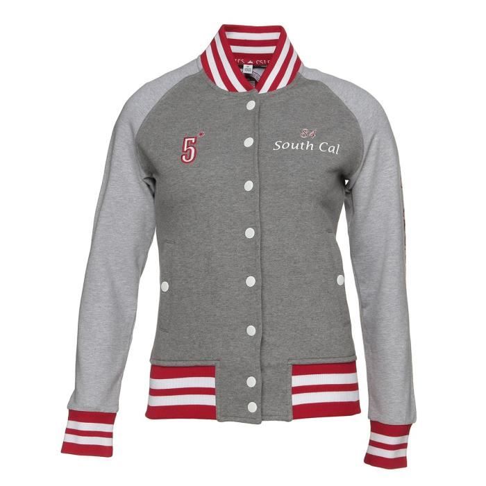 EQUI-THEME Veste d'équitation Teddy - Femme - Gris / Rouge