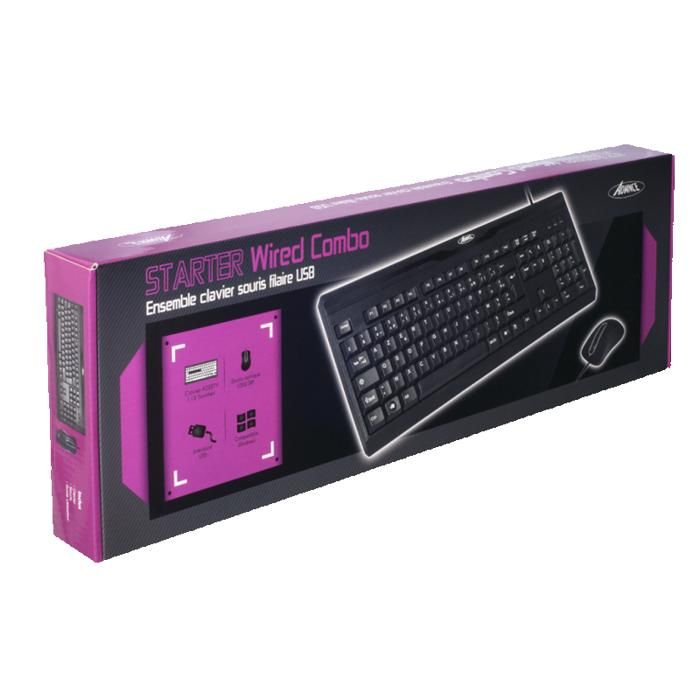 ADVANCE Pack Clavier / Souris CLS-197U - Filaire - Connexion USB - PC - Noir