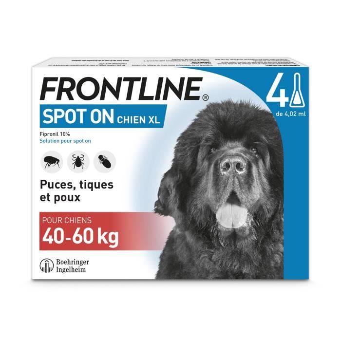 Pipettes Antiparasitaire pour Chien de 40 a 60Kg - Frontline - 4x4,02ml