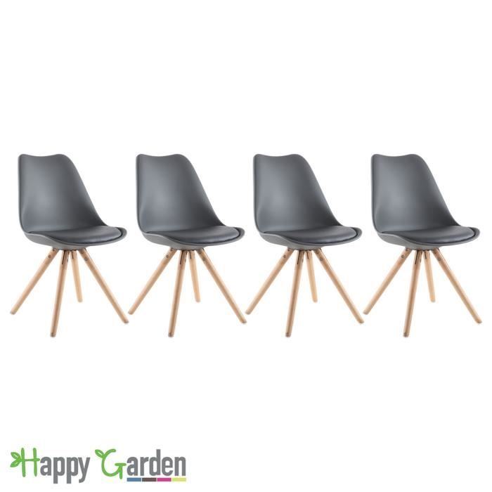 4 De Avec Dita Foncé Lot Chaises Scandinaves Coussin Achat Gris EDH92I