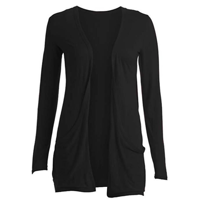À Manches Dames Noir Longues Manteaux Poche Gilet De Parka Manteau Solide Femmes P4YqBZBw