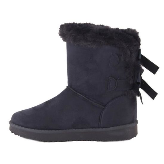 Bottes fourrées femme avec ruban satiné et fourrure synthétique,36 Noir Bleu marine , Achat / Vente bottine , Soldes* dès le 9 janvier ! Cdiscount