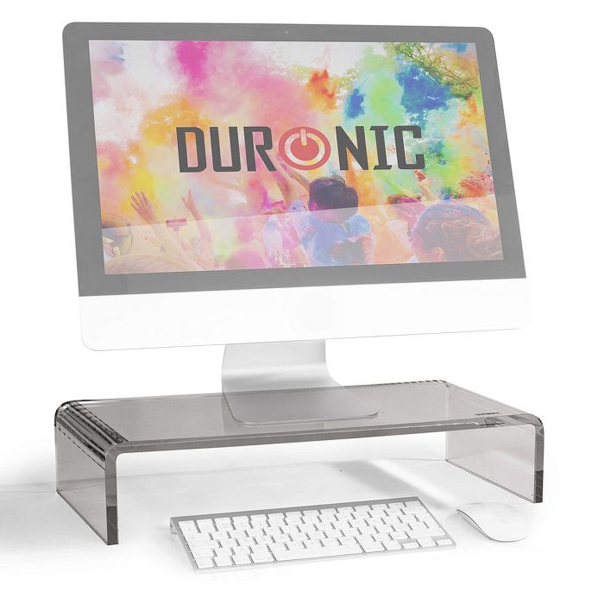 Support Rehausseur D'écran D'ordinateur En Fer - 1 Niveau, Dimensions 38x20x8 Cm, Blanc - Pour Surélever L'écran Et Gagner Du Rangement Sous Le Bureau, Solution Ergonomique