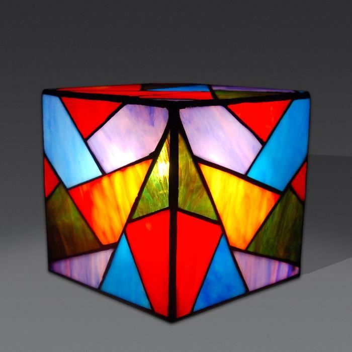 Tiffany Table Verre Chevet Cube De Style Lampe En Tiagles Nuit tsrxQChd