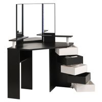 COIFFEUSE GLAM Coiffeuse avec LED style contemporain noir et COIFFEUSE GLAM Coiffeuse avec LED style contemporain noir et