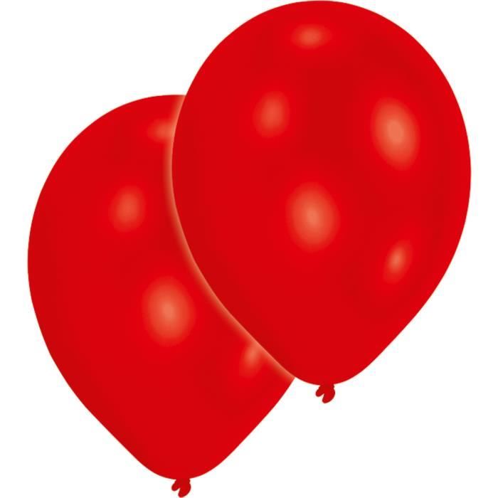 AMSCAN Lot de 10 Ballons en latex 27,5 cm/11'' - Rouge métallique