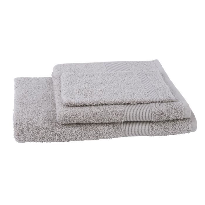 JULES CLARYSSE Lot de 1 serviette + 1 drap de bain + 1 gant de toilette Viva - Sable