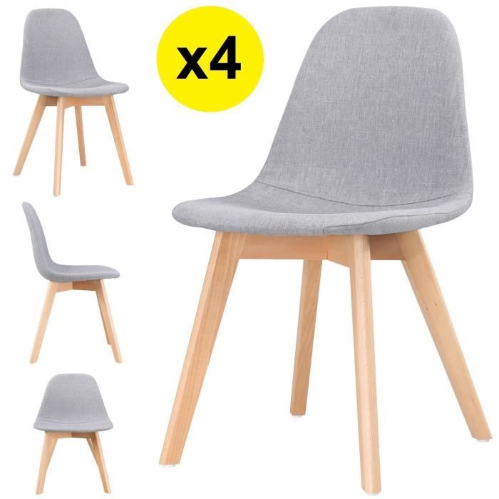 lot de 4 chaises scandinaves tissu gris clair skagen lot de 4 chaises scandinaves tissu gris clair skagen