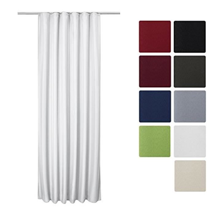 Beautissu Rideau uni opaque 140x175cm Blanc - A ruflette Amelie ... Beautissu Rideau uni opaque 140x175cm Blanc - A ruflette Amelie ...