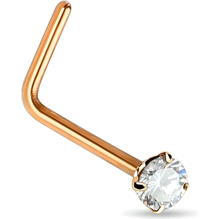 Fashion Jewellery Piercing Nez Tige En L Or Rose Courbe Gemmes Jewellery Watches Quiebre Cl