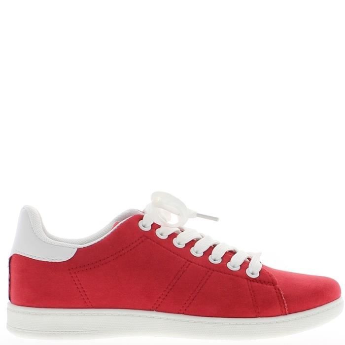 Femmes Rouge Baskets Rouges Et Blanche Achat Plates Semelle LAjc4Rq35