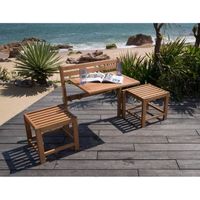 FAUTEUIL JARDIN FINLANDEK - Banc convertible avec plateau en eucal FAUTEUIL JARDIN FINLANDEK - Banc convertible avec plateau en eucal