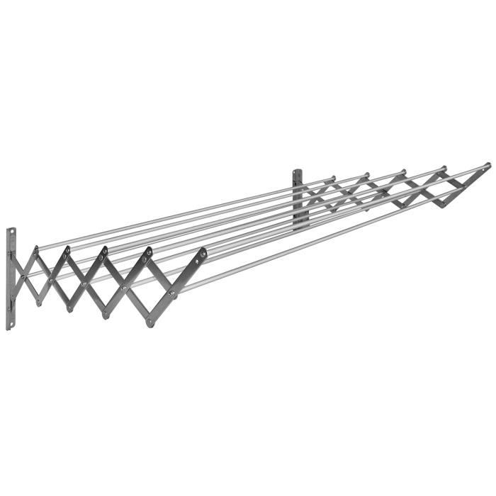 SAUVIC Séchoir à linge extensible inoxydable avec 10 barres de 140 cm