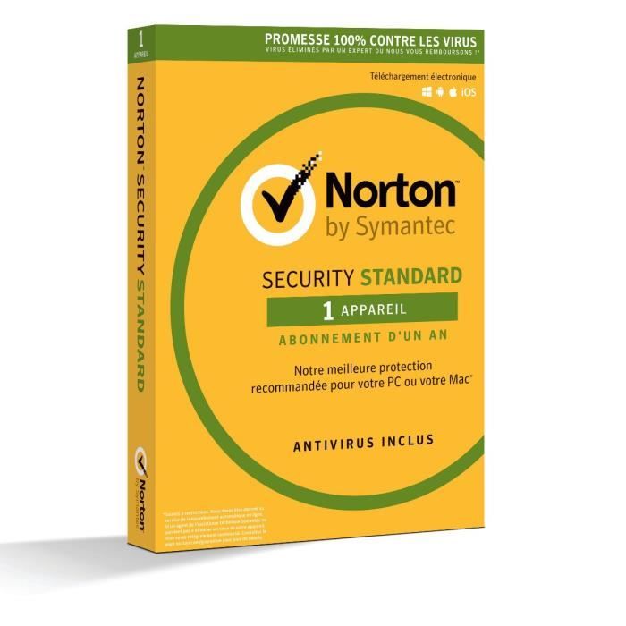 Anti-virus Norton Security 2018 Standard à télécharger - 1 appareil