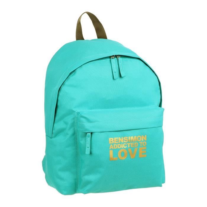 BENSIMON Sac à Dos - 1 Compartiment - 28,5 cm - Bleu turquoise - Collège & Lycée & Fac - Enfant Fille