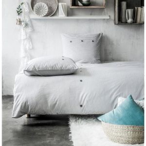 TODAY Parure de couette Oria 100% coton - 1 housse de couette 220x240 cm + 2 taies d'oreillers 63x63 cm bleu et blanc