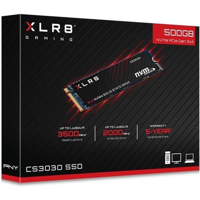 PNY - SSD Interne - CS3030 - 500Go - M.2 (M280CS3030-500-RB)
