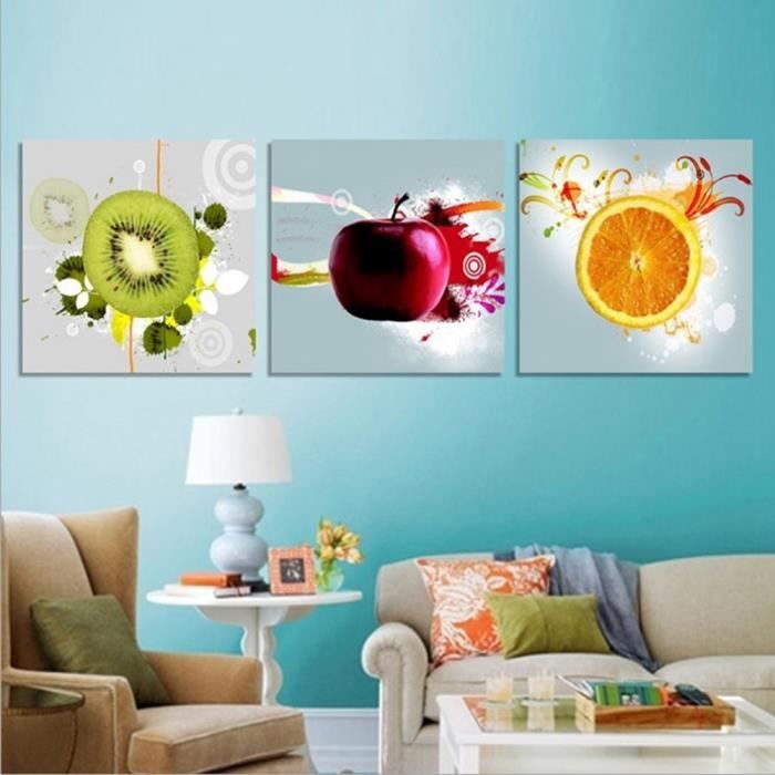 Baqi 3pcs Toile Peintures Imprimée Moderne Fruits Photo Décoration