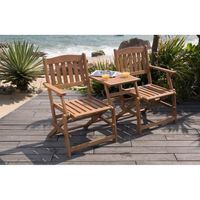FAUTEUIL JARDIN Fauteuil pliant 2 places avec plateau en acacia FS FAUTEUIL JARDIN Fauteuil pliant 2 places avec plateau en acacia FS