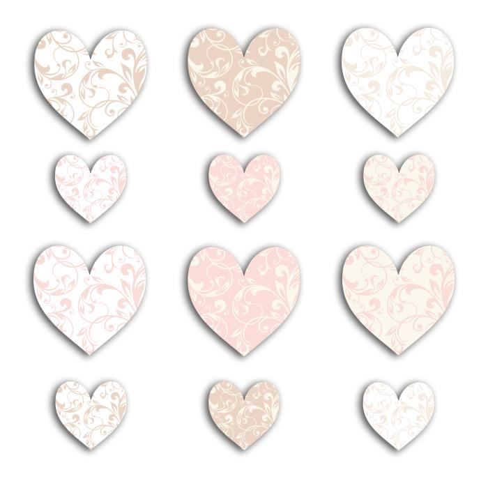 TOGA Pack de 60 Formes découpées CŒurs - Beige et rose