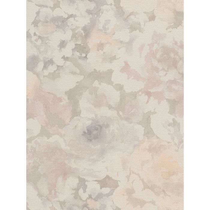 Florentin Tissu Floral Effet Papier Peint Rasch Rose Pâle Et Gris