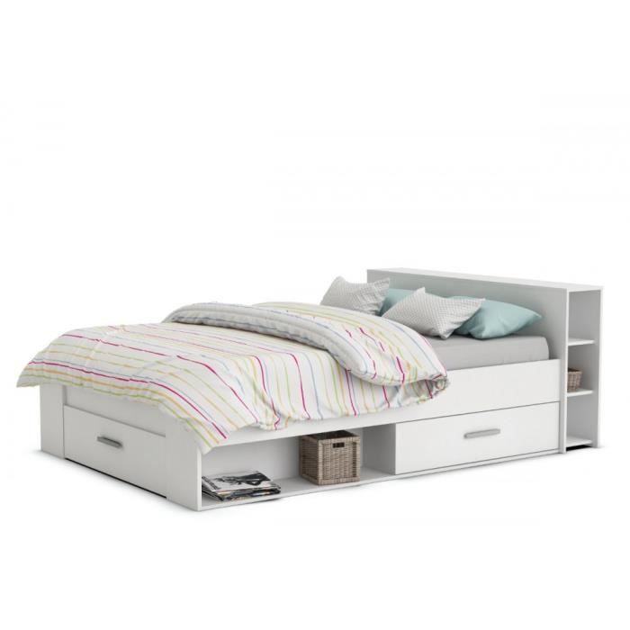 Lit 2 places POCKET BLANC - Achat / Vente structure de lit ...