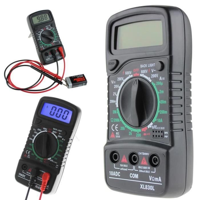 courant de test 200 mV//2 V//20 V//200 V//600 V Multim/ètre num/érique LCD Voltm/ètre Amp/èrem/ètre AC//DC//Ohm