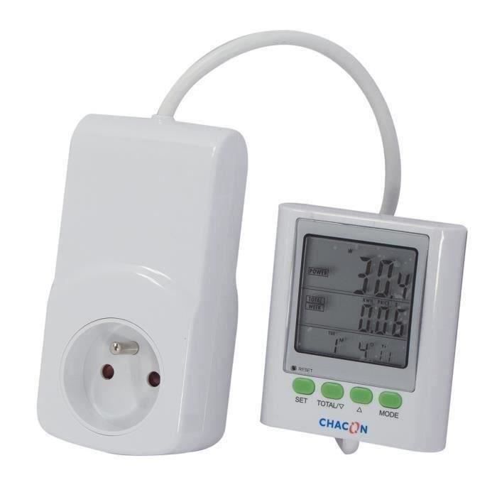 CHACON Compteur de consommation avec écran déporté EcoWatt 650 blanc 54365