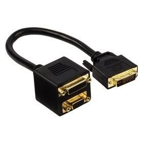 VALUELINE VGCP32953B02 Câble DVI-I 24+5p Mâle - DVI-I 24 + 5 broches Femelle + VGA Femelle 0.20 m - Noir