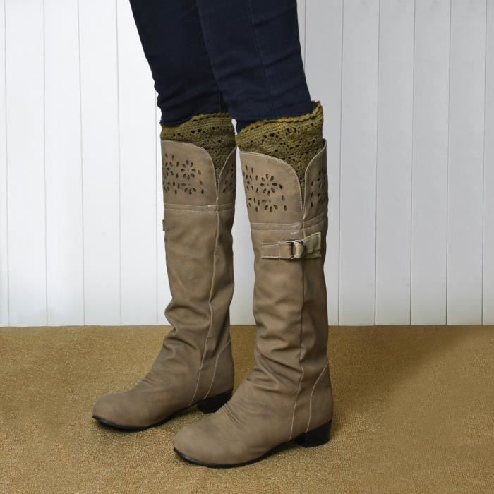Femmes Haut Fond Creux Simple Plat Bottes Tube Chevalier Frandmuke5862 xwa6qIR