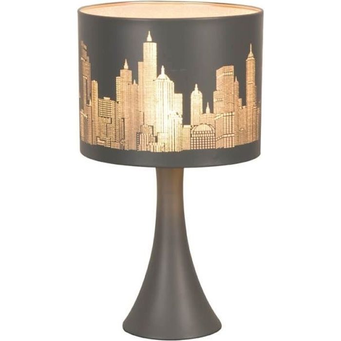 NEW YORK Lampe à poser E14 40W gris