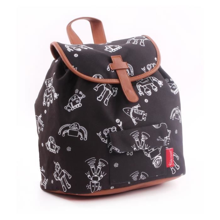 KIDZROOM Sac à dos maternelle - Black & White Robot