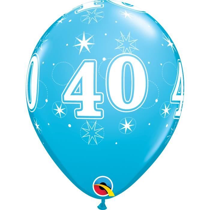 Lot de 6 ballons anniversaire  Etoile 40  ans  bleus en latex 