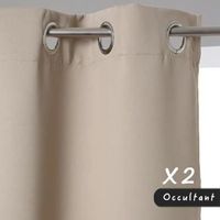 RIDEAU Rideaux Occultants x2 Beige 140 x 260 cm RIDEAU Rideaux Occultants x2 Beige 140 x 260 cm
