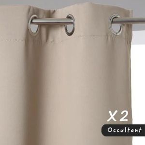 Rideaux Occultants x2 Beige 140 x 260 cm Rideaux Occultants x2 Beige 140 x 260 cm